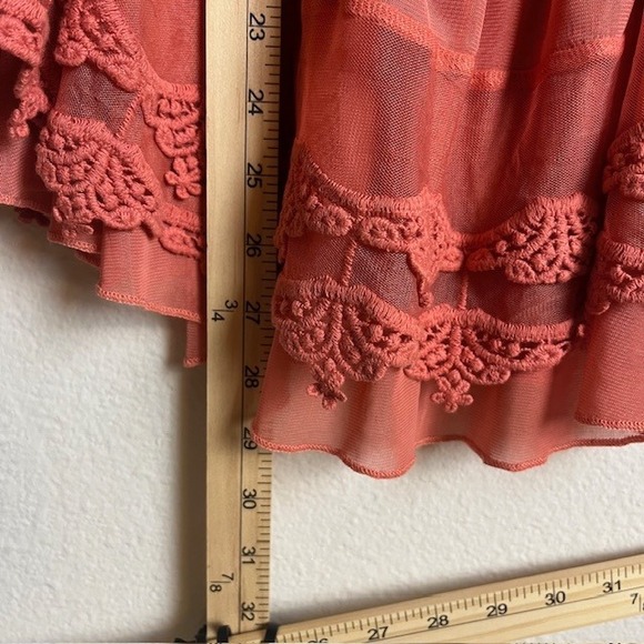 Ultra Pink M‎ Coral Lace Babydoll Flouncy Tank Top Boho Festival Coquette - Picture 12 of 13